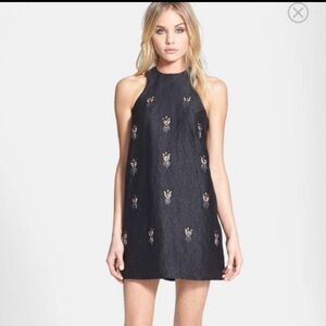 Topshop NWT black embellished mini dress rhinestone beads